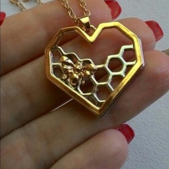 🐝Honeycomb & Bee Gold & Silver Plated Necklace🐝 - Picture 3 of 4